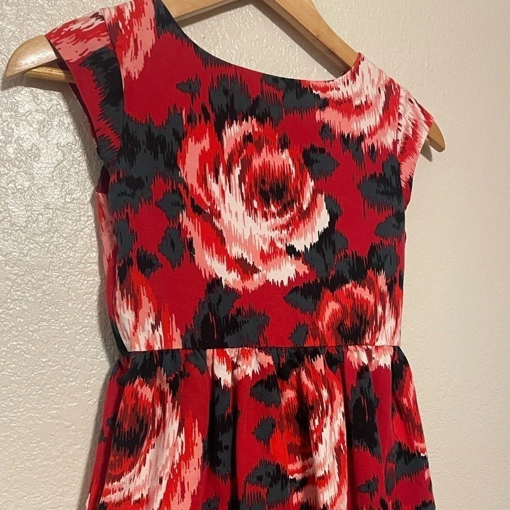 Gap kids girls red rose floral dress fit and flare watercolor print short sleeve